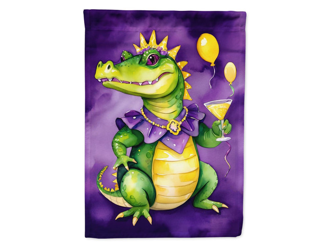 Caroline's Treasures DAC5218GF Alligator Mardi Gras Garden Flag Mailbox Flag Decorative Yard Flag Banner Outside Patio Artwork Yard Flower Beds,...