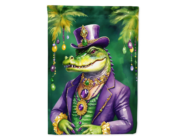 Caroline's Treasures DAC5219CHF Alligator King of Mardi Gras House Flag Large Porch Sleeve Pole Decorative Outside Yard Banner Artwork Wall...