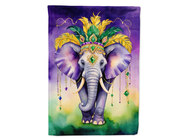 Caroline's Treasures DAC5221CHF Elephant King of Mardi Gras House Flag Large Porch Sleeve Pole Decorative Outside Yard Banner Artwork Wall Hanging,...