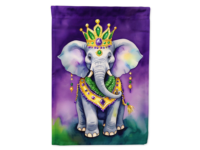 Caroline's Treasures DAC5222CHF Elephant King of Mardi Gras House Flag Large Porch Sleeve Pole Decorative Outside Yard Banner Artwork Wall Hanging,...