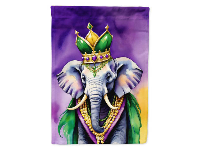 Caroline's Treasures DAC5223CHF Elephant King of Mardi Gras House Flag Large Porch Sleeve Pole Decorative Outside Yard Banner Artwork Wall Hanging,...