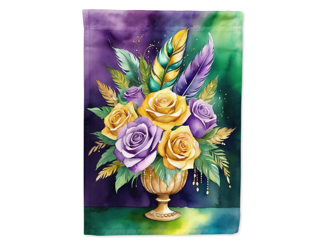 Caroline's Treasures DAC5230CHF Flowers Mardi Gras House Flag Large Porch Sleeve Pole Decorative Outside Yard Banner Artwork Wall Hanging,...