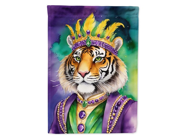 Caroline's Treasures DAC5250CHF Tiger the King of Mardi Gras House Flag Large Porch Sleeve Pole Decorative Outside Yard Banner Artwork Wall...