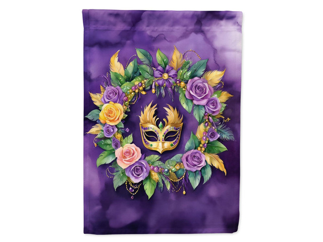 Caroline's Treasures DAC5251GF Wreath Mardi Gras Garden Flag Mailbox Flag Decorative Yard Flag Banner Outside Patio Artwork Yard Flower Beds,...