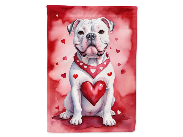 Caroline's Treasures DAC5259GF American Bulldog My Valentine Garden Flag Mailbox Flag Decorative Yard Flag Banner Outside Patio Artwork Yard Flower...