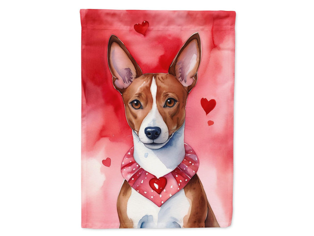 Caroline's Treasures DAC5272CHF Basenji My Valentine House Flag Large Porch Sleeve Pole Decorative Outside Yard Banner Artwork Wall Hanging,...
