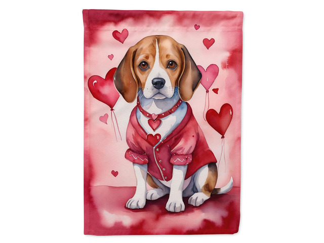 Caroline's Treasures DAC5274CHF Beagle My Valentine House Flag Large Porch Sleeve Pole Decorative Outside Yard Banner Artwork Wall Hanging,...