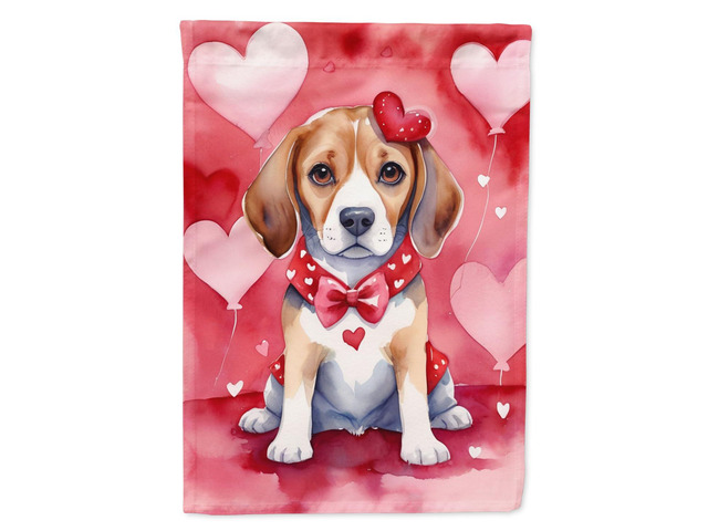 Caroline's Treasures DAC5275CHF Beagle My Valentine House Flag Large Porch Sleeve Pole Decorative Outside Yard Banner Artwork Wall Hanging,...