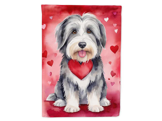 Caroline's Treasures DAC5277CHF Bearded Collie My Valentine House Flag Large Porch Sleeve Pole Decorative Outside Yard Banner Artwork Wall Hanging,...