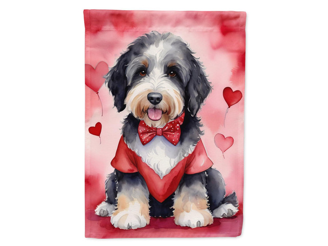 Caroline's Treasures DAC5284CHF Bernedoodle My Valentine House Flag Large Porch Sleeve Pole Decorative Outside Yard Banner Artwork Wall Hanging,...