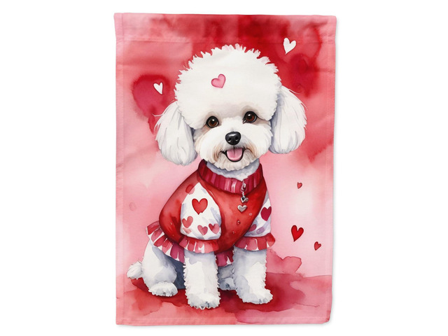 Caroline's Treasures DAC5288GF Bichon Frise My Valentine Garden Flag Mailbox Flag Decorative Yard Flag Banner Outside Patio Artwork Yard Flower...