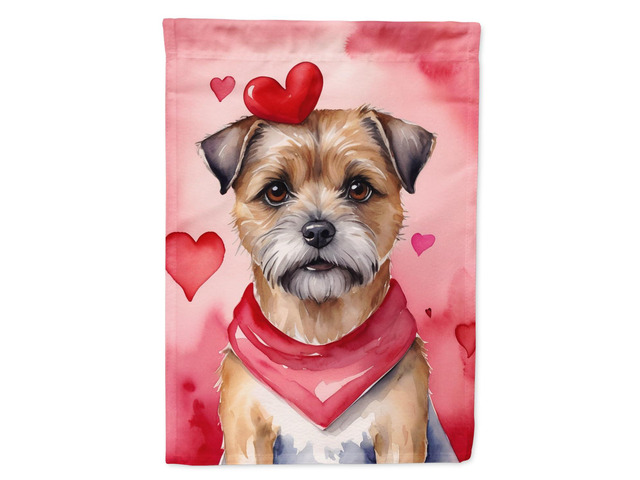 Caroline's Treasures DAC5293CHF Border Terrier My Valentine House Flag Large Porch Sleeve Pole Decorative Outside Yard Banner Artwork Wall Hanging,...