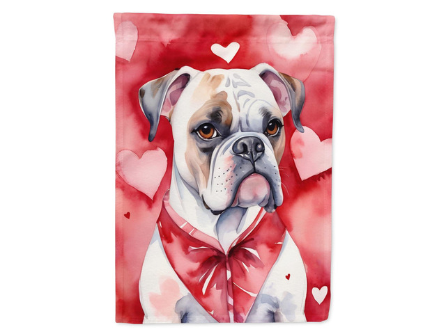 Caroline's Treasures DAC5299CHF Boxer My Valentine House Flag Large Porch Sleeve Pole Decorative Outside Yard Banner Artwork Wall Hanging,...