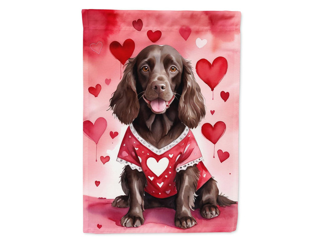 Caroline's Treasures DAC5300CHF Boykin Spaniel My Valentine House Flag Large Porch Sleeve Pole Decorative Outside Yard Banner Artwork Wall Hanging,...