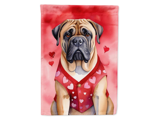 Caroline's Treasures DAC5304CHF Bullmastiff My Valentine House Flag Large Porch Sleeve Pole Decorative Outside Yard Banner Artwork Wall Hanging,...