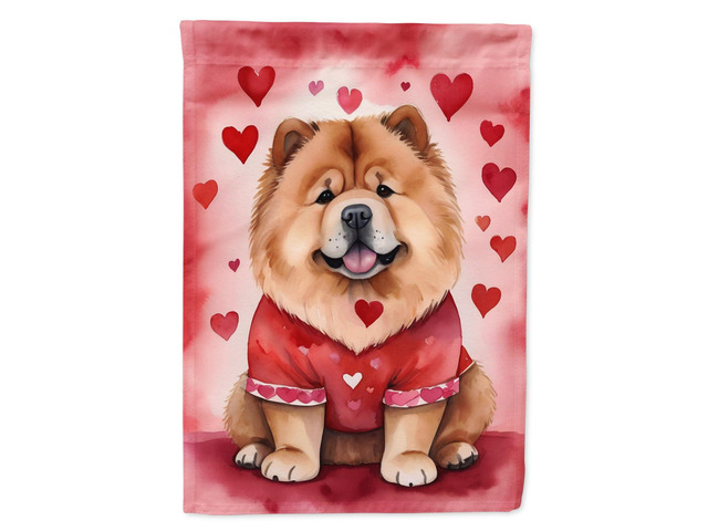 Caroline's Treasures DAC5318CHF Chow Chow My Valentine House Flag Large Porch Sleeve Pole Decorative Outside Yard Banner Artwork Wall Hanging,...
