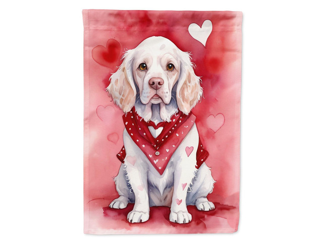 Caroline's Treasures DAC5319GF Clumber Spaniel My Valentine Garden Flag Mailbox Flag Decorative Yard Flag Banner Outside Patio Artwork Yard Flower...