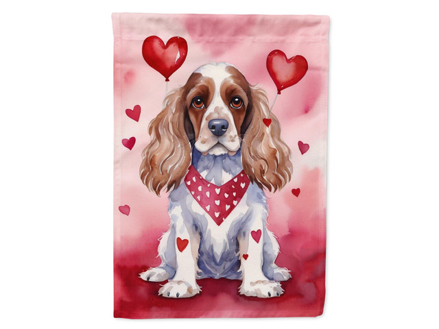 Caroline's Treasures DAC5324CHF Cocker Spaniel My Valentine House Flag Large Porch Sleeve Pole Decorative Outside Yard Banner Artwork Wall Hanging,...