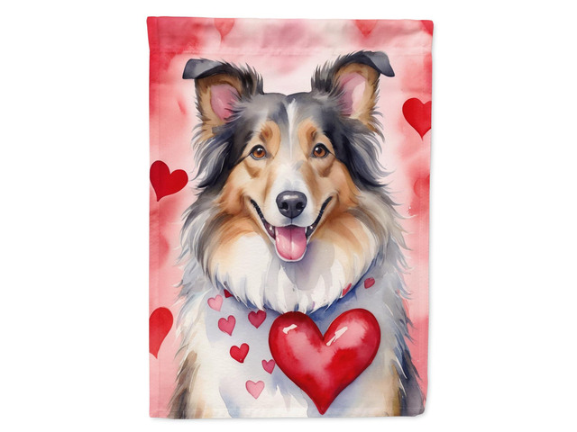 Caroline's Treasures DAC5325GF Collie My Valentine Garden Flag Mailbox Flag Decorative Yard Flag Banner Outside Patio Artwork Yard Flower Beds,...