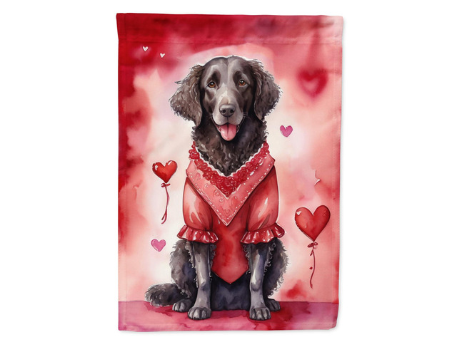 Caroline's Treasures DAC5327CHF Curly-Coated Retriever My Valentine House Flag Large Porch Sleeve Pole Decorative Outside Yard Banner Artwork Wall...