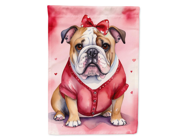 Caroline's Treasures DAC5335GF English Bulldog My Valentine Garden Flag Mailbox Flag Decorative Yard Flag Banner Outside Patio Artwork Yard Flower...