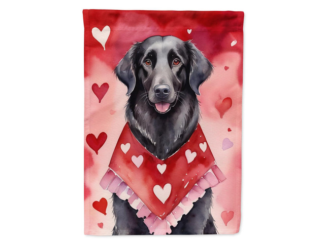 Caroline's Treasures DAC5341CHF Flat-Coated Retriever My Valentine House Flag Large Porch Sleeve Pole Decorative Outside Yard Banner Artwork Wall...