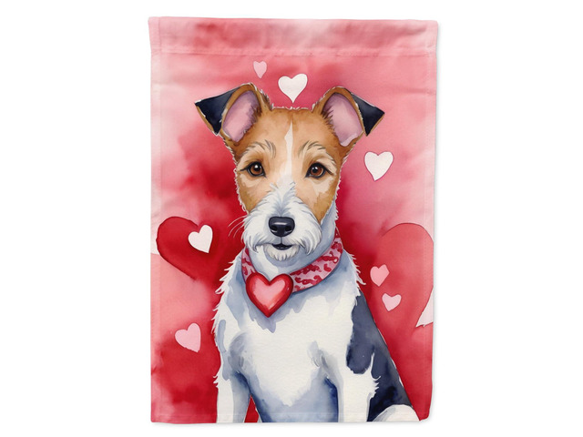 Caroline's Treasures DAC5342CHF Fox Terrier My Valentine House Flag Large Porch Sleeve Pole Decorative Outside Yard Banner Artwork Wall Hanging,...