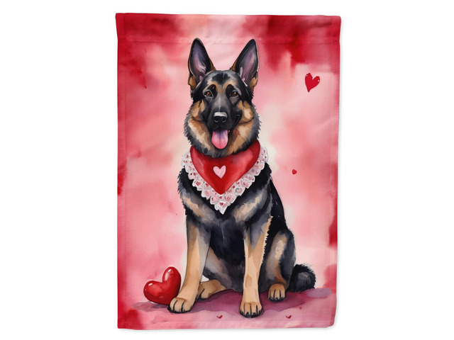 Caroline's Treasures DAC5346CHF German Shepherd My Valentine House Flag Large Porch Sleeve Pole Decorative Outside Yard Banner Artwork Wall...