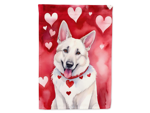 Caroline's Treasures DAC5347GF White German Shepherd My Valentine Garden Flag Mailbox Flag Decorative Yard Flag Banner Outside Patio Artwork Yard...