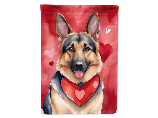 Caroline's Treasures DAC5348CHF German Shepherd My Valentine House Flag Large Porch Sleeve Pole Decorative Outside Yard Banner Artwork Wall...