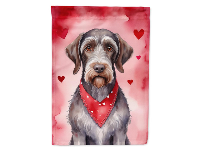Caroline's Treasures DAC5350CHF German Wirehaired Pointer My Valentine House Flag Large Porch Sleeve Pole Decorative Outside Yard Banner Artwork...