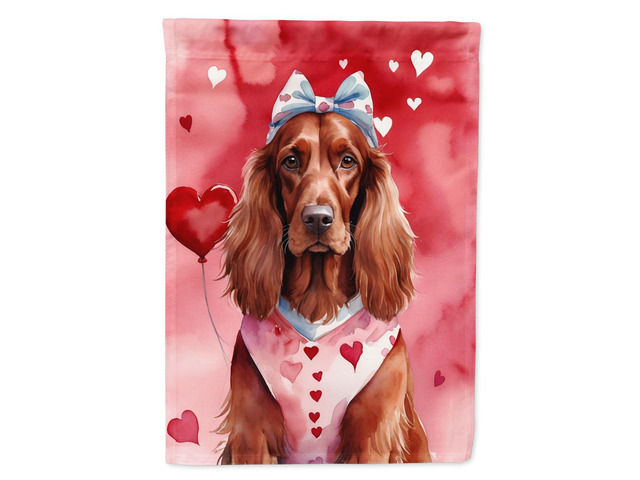 Caroline's Treasures DAC5361CHF Irish Setter My Valentine House Flag Large Porch Sleeve Pole Decorative Outside Yard Banner Artwork Wall Hanging,...