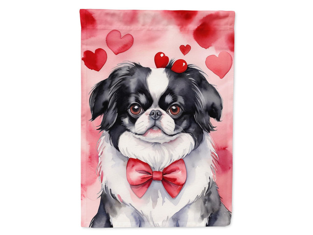 Caroline's Treasures DAC5369GF Japanese Chin My Valentine Garden Flag Mailbox Flag Decorative Yard Flag Banner Outside Patio Artwork Yard Flower...