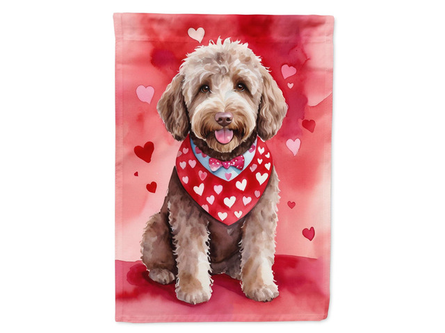 Caroline's Treasures DAC5380CHF Labradoodle My Valentine House Flag Large Porch Sleeve Pole Decorative Outside Yard Banner Artwork Wall Hanging,...