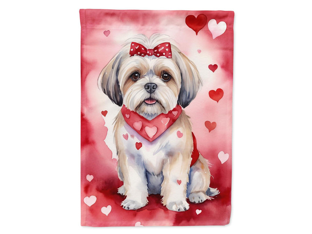 Caroline's Treasures DAC5385GF Lhasa Apso My Valentine Garden Flag Mailbox Flag Decorative Yard Flag Banner Outside Patio Artwork Yard Flower Beds,...