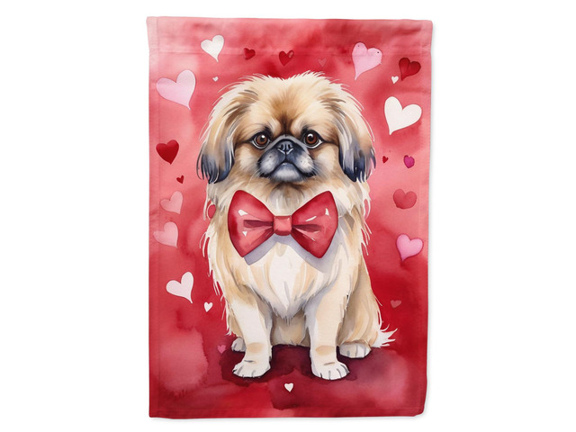 Caroline's Treasures DAC5404CHF Pekingese My Valentine House Flag Large Porch Sleeve Pole Decorative Outside Yard Banner Artwork Wall Hanging,...