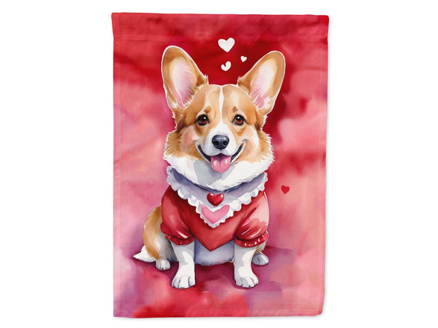 Caroline's Treasures DAC5405CHF Corgi My Valentine House Flag Large Porch Sleeve Pole Decorative Outside Yard Banner Artwork Wall Hanging,...