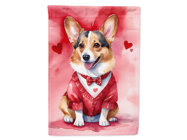 Caroline's Treasures DAC5406CHF Corgi My Valentine House Flag Large Porch Sleeve Pole Decorative Outside Yard Banner Artwork Wall Hanging,...