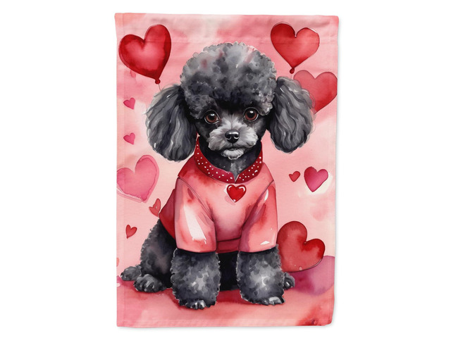 Caroline's Treasures DAC5415CHF Black Poodle My Valentine House Flag Large Porch Sleeve Pole Decorative Outside Yard Banner Artwork Wall Hanging,...