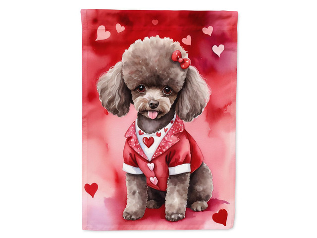 Caroline's Treasures DAC5417GF Chocolate Poodle My Valentine Garden Flag Mailbox Flag Decorative Yard Flag Banner Outside Patio Artwork Yard Flower...