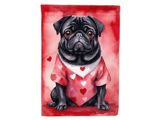 Caroline's Treasures DAC5423GF Pug My Valentine Garden Flag Mailbox Flag Decorative Yard Flag Banner Outside Patio Artwork Yard Flower Beds, Garden...