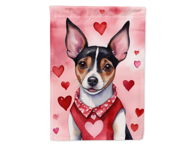 Caroline's Treasures DAC5425GF Rat Terrier My Valentine Garden Flag Mailbox Flag Decorative Yard Flag Banner Outside Patio Artwork Yard Flower...