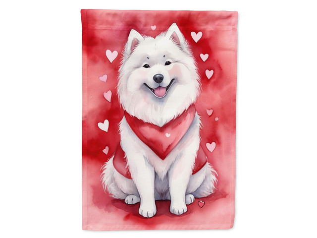 Caroline's Treasures DAC5432CHF Samoyed My Valentine House Flag Large Porch Sleeve Pole Decorative Outside Yard Banner Artwork Wall Hanging,...
