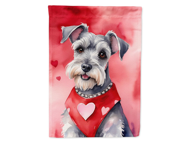 Caroline's Treasures DAC5434CHF Schnauzer My Valentine House Flag Large Porch Sleeve Pole Decorative Outside Yard Banner Artwork Wall Hanging,...