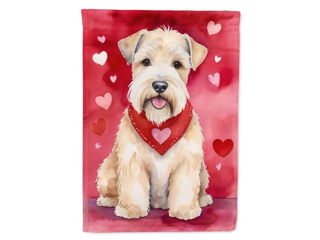 Caroline's Treasures DAC5460CHF Wheaten Terrier My Valentine House Flag Large Porch Sleeve Pole Decorative Outside Yard Banner Artwork Wall...