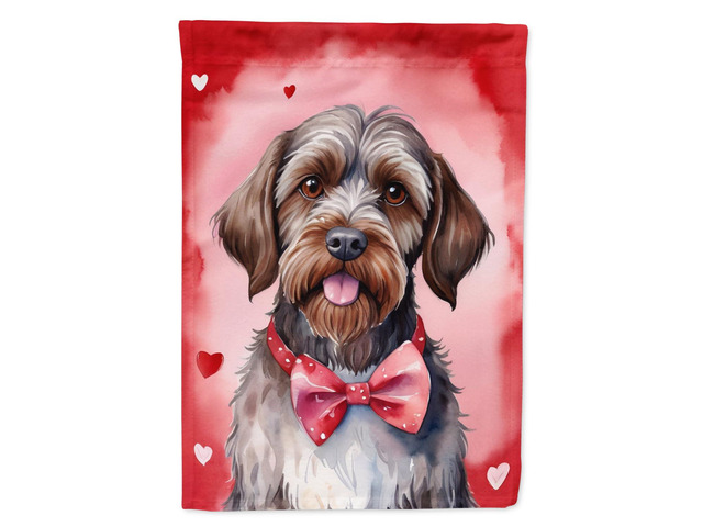 Caroline's Treasures DAC5462CHF Wirehaired Pointing Griffon My Valentine House Flag Large Porch Sleeve Pole Decorative Outside Yard Banner Artwork...