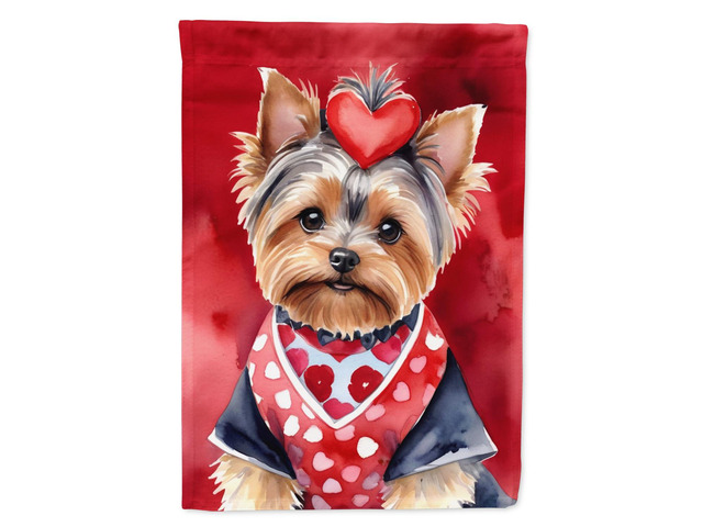 Caroline's Treasures DAC5464CHF Yorkshire Terrier My Valentine House Flag Large Porch Sleeve Pole Decorative Outside Yard Banner Artwork Wall...