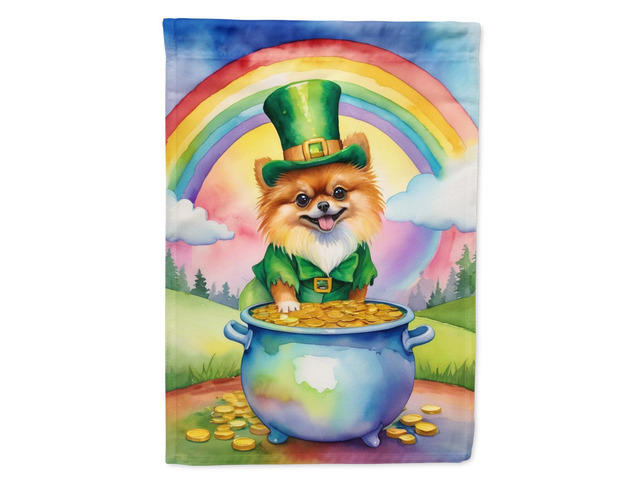 Caroline's Treasures DAC5588GF Pomeranian St Patrick's Day Garden Flag Mailbox Flag Decorative Yard Flag Banner Outside Patio Artwork Yard Flower...