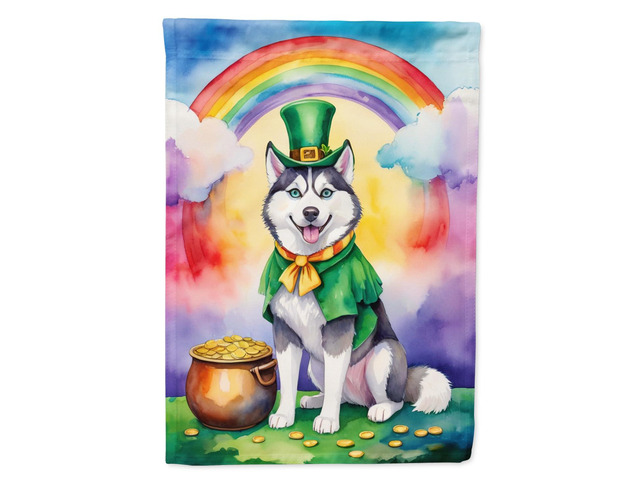 Caroline's Treasures DAC5614CHF Siberian Husky St Patrick's Day House Flag Large Porch Sleeve Pole Decorative Outside Yard Banner Artwork Wall...