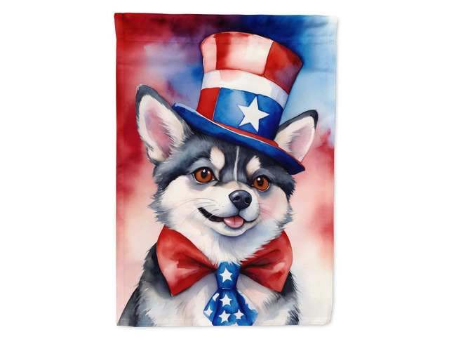 Caroline's Treasures DAC5635CHF Alaskan Klee Kai Patriotic American House Flag Large Porch Sleeve Pole Decorative Outside Yard Banner Artwork Wall...